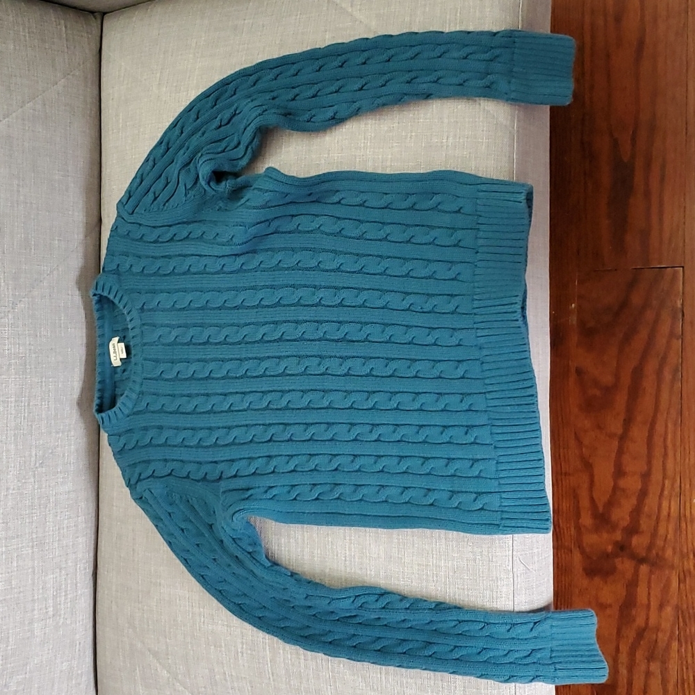 Ll bean small turquoise sweater 100% cotton